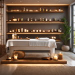 An image showcasing a serene spa room with soft, warm lighting