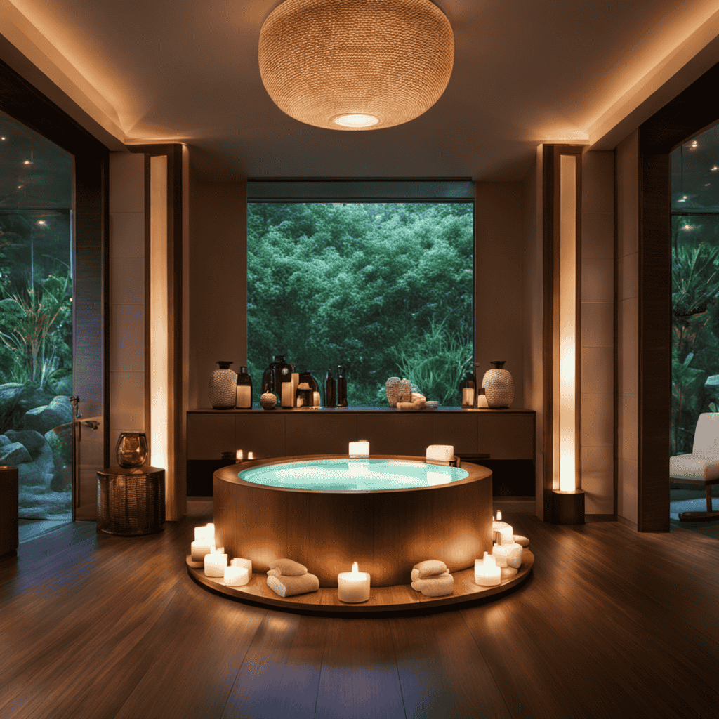 An image of a serene spa room, adorned with soft, ambient lighting