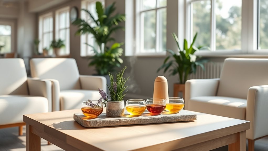 calm environment with essential oils