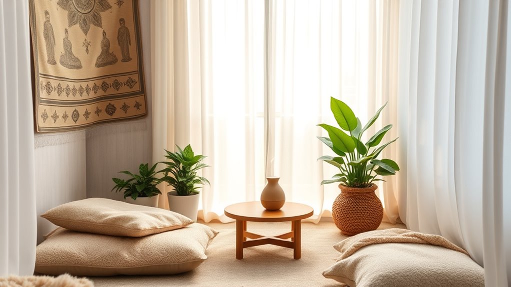 serene organized meditation environment