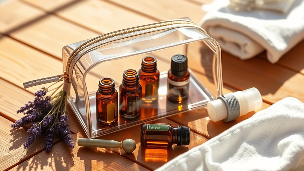 travel skincare with essential oils