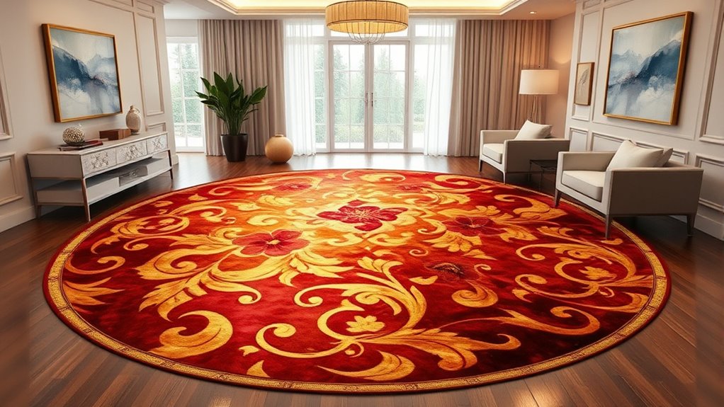 elegant 8 foot round silk rugs
