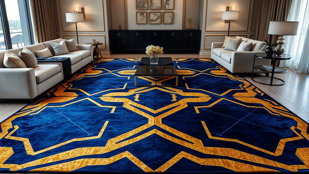 elegant geometric silk rugs