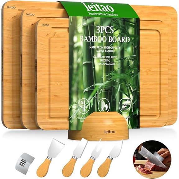 Bamboo Cutting Board Set with Knives & Accessories