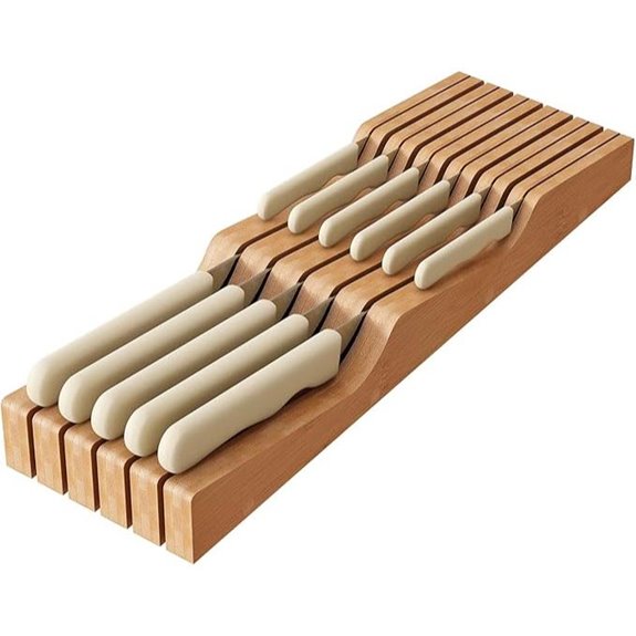 In-Drawer Bamboo Knife Organizer (11 Knives)
