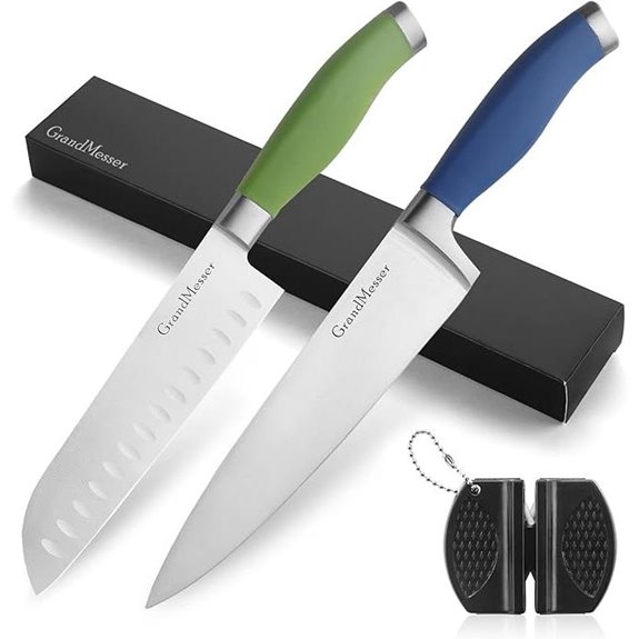 Kitchen Knife Set: 8 Chef & 7 Santoku with Ergonomic Handles