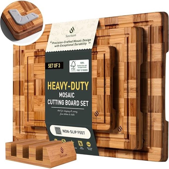 3-Pack Heavy Duty Bamboo Cutting Boards Set