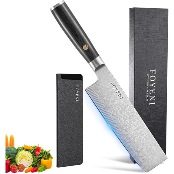 Nakiri 6.5 Inch Japanese Chef Knife with Ergonomic Handle