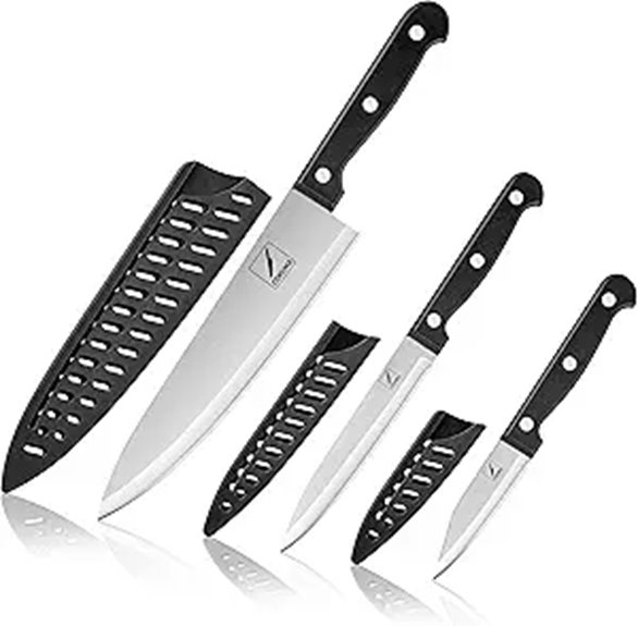 Kitchen Knife Set – 3 Pieces with Sheaths