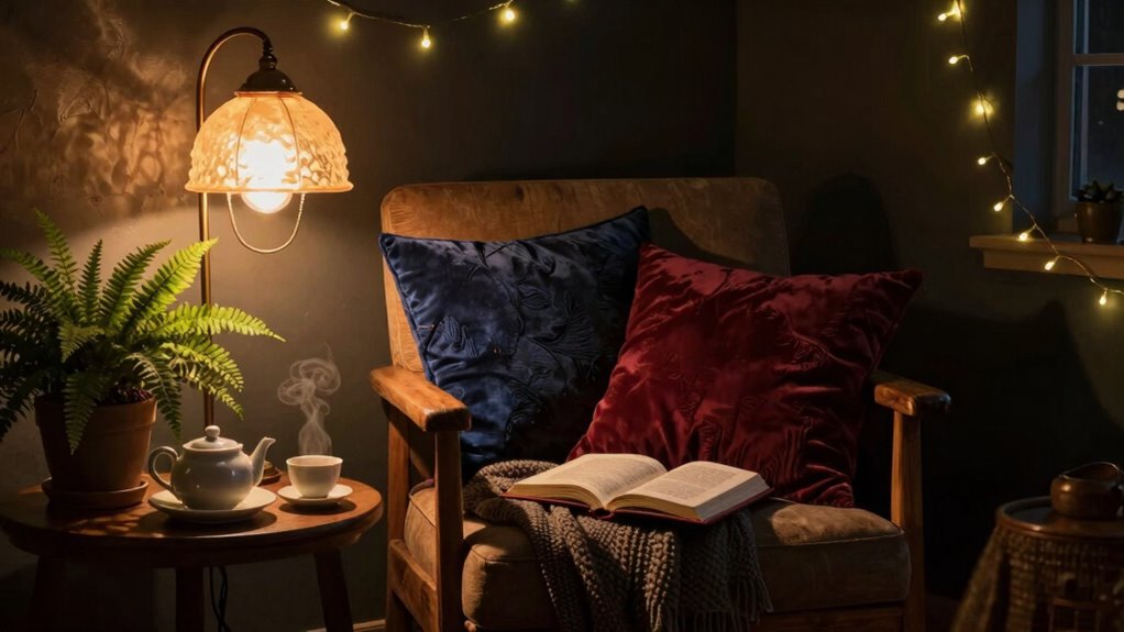 cozy reading night corner