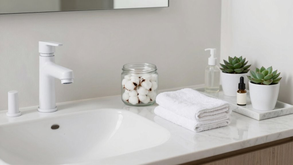 serene organized bathroom space