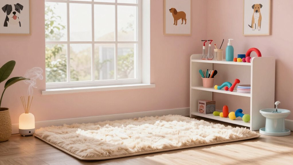organized calm pet grooming space